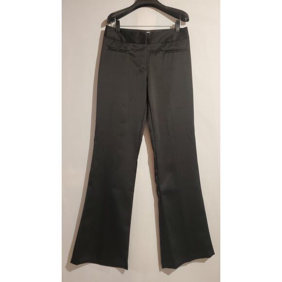 Vtg Y2K Studio 1940 Satin Bootcut Dress Pants Size 8 Black Goth Vamp Party Event - Picture 1 of 11